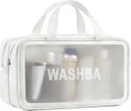 Toiletry Bag, Double Layer Clear Makeup Bag, Large Opening with Handle, Cute Water-Resistant Travel Cosmetic Bag with Double Zipper for Car Essentials