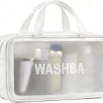 Toiletry Bag, Double Layer Clear Makeup Bag, Large Opening with Handle, Cute Water-Resistant Travel Cosmetic Bag with Double Zipper for Car Essentials