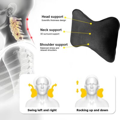 Car Headrest Pillow, Soft Comfortable Breathable Memory Foam Ergonomic Design Automotive Neck Pillow Cushion with Adjustable Strap for Neck Pain Pressure Relief, Universal Fit（Blue） - Image 4