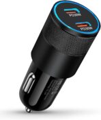 60W USB C Car Charger, Dual PD 3.0 Fast Charging Adapter Flush Fit Cigarette Lighter Plug for iPhone 17e 17 16 15 Pro Max 16e, Galaxy S26 S25 S24 Ultra S23, Google 10 9 Pro XL Type C Car Charger Block