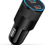 60W USB C Car Charger, Dual PD 3.0 Fast Charging Adapter Flush Fit Cigarette Lighter Plug for iPhone 17e 17 16 15 Pro Max 16e, Galaxy S26 S25 S24 Ultra S23, Google 10 9 Pro XL Type C Car Charger Block