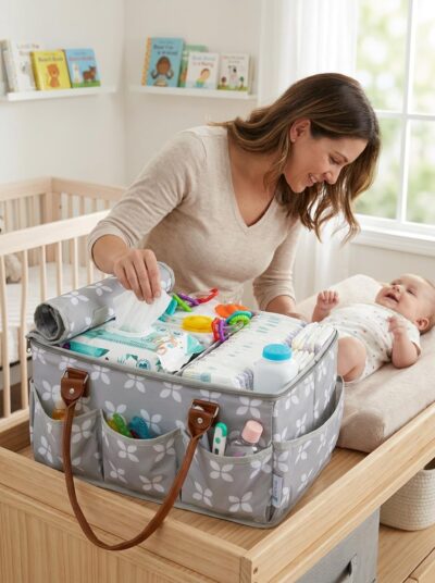 Moteph Extra Large Diaper Caddy, Craft, Toy Organizer with Zip-Top Cover with Waterproof Wet/Dry Bag - Perfect for Baby Shower - Image 2