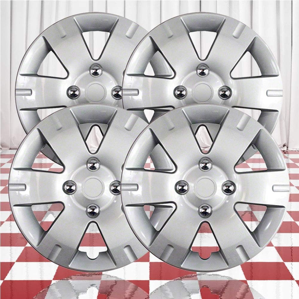 61VGszp0hWL._AC_SL1000_.jpg Set of 4 15" Push-on Silver 6 Spoke Hubcaps for Nissan Sentra 2007-2012 - Image 1