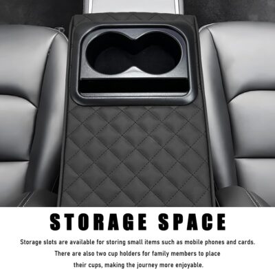 Yourkar Car Center Console Armrest Pillow, Waterproof Car Armrest Cover Cushion with Cup and Phone Holder, Memory Foam Arm Rest Box Protector for Most Vehicles, Car Accessories (Black) - Image 6