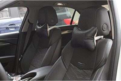 2PCS Leather Car Seat Pillow Breathable Car Head Neck Rest Cushion Headrest Auto Car Safety Pillow Neck Pillow (Black) - Image 4