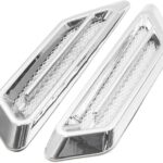 2Pcs Chrome Adhesive Car Side Fender Vent Air Flow Decoration Sticker 17 x 4.5cm Auto Replacement Parts