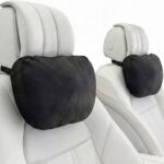 2PCS Car Pillow for Car Neck Pillow for Driving Seat Neck Support Soft Cushion Back Support Head-Rests for Vehicle Sleeping with Elastic Adjustment Strap (Black, Head)