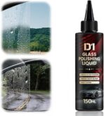 D1 Glass Polishing Liquid, 2025 New Car Glass Oil Film Remover and Auto Scratch Repair Compound, Car Glasses Polishing Compound, Anti-Fog Hydrophobic Coating Spray with Sponge (black-1pcs)