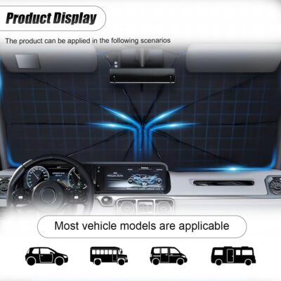 ZIMISI Car Windshield Sun Shade Umbrella, 55" x 31.5" Foldable Car UV Block Coating Shield Cover with 360° Rotation Handle, Front Window Heat Insulation Protection Accessory for Truck, SUV (L Size) - Image 5