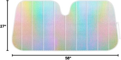 BDK Iridescent Mermaid, Hologram Foil, Chameleon Front Windshield Sun Shade, Double Bubble Accordion Folding Auto Sunshade for Car Truck SUV 58 x 27 Inch - Image 9