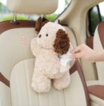 Tissue Box Cover Plush Tissue Box Holder for Car, Home, Decorative Holder/Organizer for Bathroom Vanity Countertop, Nightstands, Office Desk-Puppy