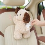 Tissue Box Cover Plush Tissue Box Holder for Car, Home, Decorative Holder/Organizer for Bathroom Vanity Countertop, Nightstands, Office Desk-Puppy