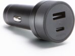 Mophie 42W Dual USB-C + USB-A Car Charger, Universal AUX Compatibility, LED Indicator, Fast Charging, Multi-Device