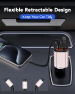 Retractable Car Charger Adapter for iPhone 17,4 in 1 Fast Charging Car Phone Charger,69W USB C Car Truck Accessories,Road Trip Essentials Gift for Men Women for iPhone 17 Pro Max/16/15/14/13/12,Galaxy - Image 9