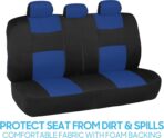 BDK PolyPro Car Seat Covers Full Set in Blue on Black, Front and Rear Split Bench Seat Covers for Cars, Easy to Install Car Seats Cover Set and Accessories for Auto Trucks Van SUV - Blue - Image 7