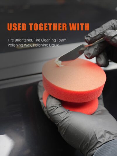 SPTA Tire Shine Applicator, 6Pcs Foam Applicator Pads, Round Shape Side Pressing Hand Polishing Sponge Pads Kit Tire Shine Applicator Pad Tire Dressing Applicator Pad for Applying Tire Shine - Image 6