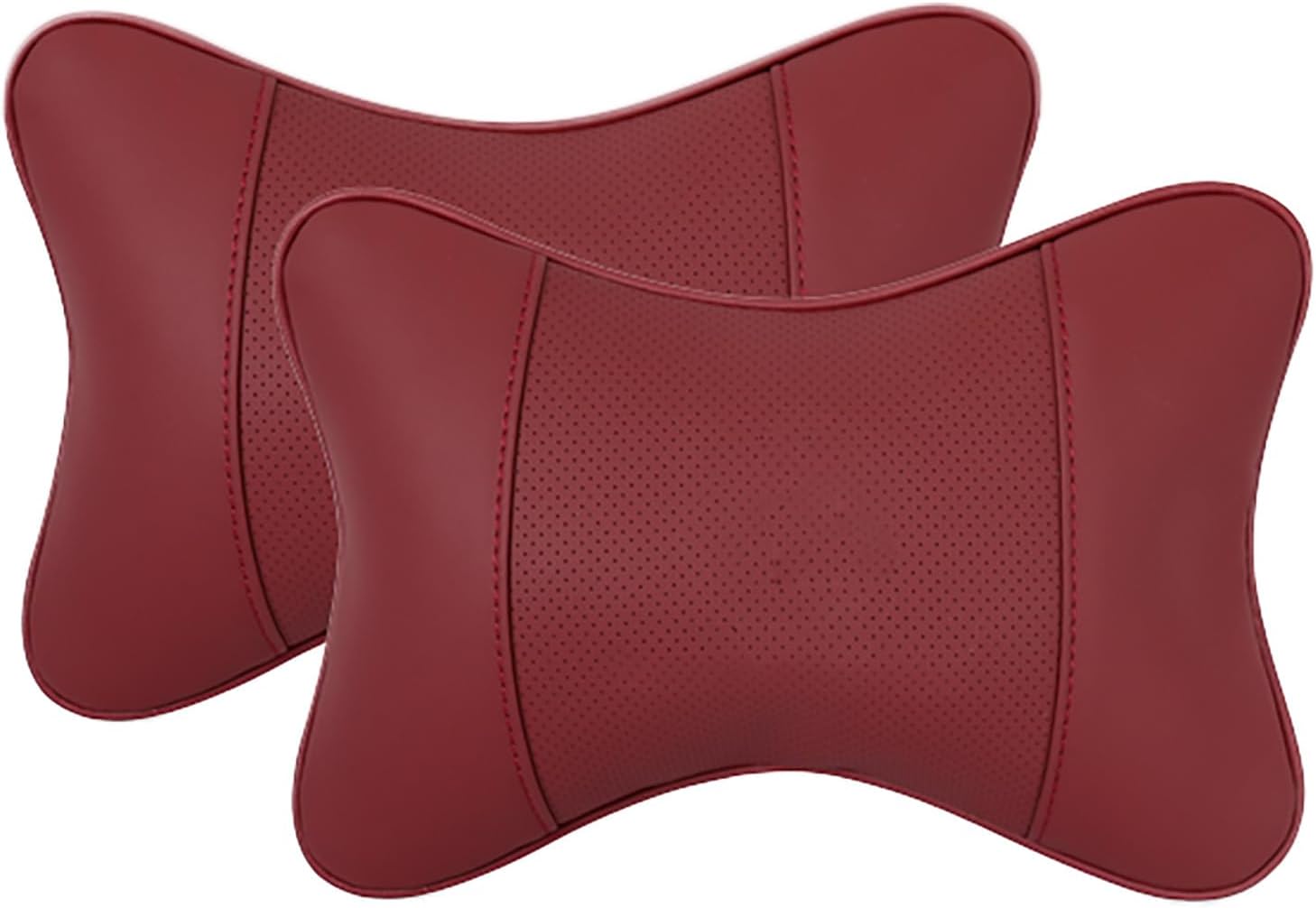 61WNBnIVjL._AC_SL1500_.jpg Car Pillow for Car Neck Pillow for Driving Seat Leather Neck Support Soft Cushion Back Support Head-Rests for Vehicle Sleeping with Elastic Adjustment Strap 2PCS (Neck, Red) - Image 1