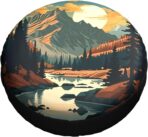 River Mountains at Night Spare Tire Cover Weatherproof Universal Wheel Protectors Camper Tire Covers for Rv Trailer SUV, Truck Travel Trailer Accessories (14 inch) - Image 9