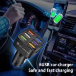 Fast Charging 6 Ports Car Phone Charger Adapter,QC3.0/3.1A Type Smart Shunt Cigarette Lighter USB Charger Compatible with iPhone 14 13 12,S22 S21 S20,iPad Pro& All Mobil Phone (Black) - Image 4