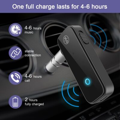 Aux Bluetooth Adapter for Car, 2 in 1 Bluetooth 5.3 Transmitter Receiver for Hands-Free Call, Noise Cancelling 3.5mm AUX Wireless Receiver for Home Stereo System/Headphones/Easy Connect - Image 3