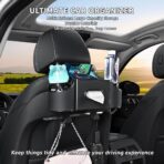 Backseat Car Organizer, 4-in-1 Car Organizer Back Seat with Cup Holder & Tissue Box, Multi-Pocket Car Back Seat Organizer for Phone, Drinks, Travel & Daily Use (Black)