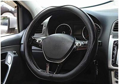 D Shape Steering Wheel Cover 14 inch 36cm for Tesla Model 3 / Y, for Camaro Small D Type Cars and Racing Game Microfiber Leather (Black) - Image 2