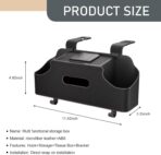 1 PC Car Seat Back Organizer, Car Back Seat Multi-Function Storage Box with 2 Drink Cup Holders, 11.42" x 3.35" Leather Tissue Organizer, Universal for Most Cars, Trucks, SUVs (Black) - Image 2