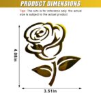 3D Rose Car Sticker Decal, Waterproof PVC Auto Bumper Stickers, 3.9'' × 3.1'' Cute Flower Car Window Decals, Vehicle Exterior Decoration Accessories for Wall, Mirror, Laptop (Gold) - Image 2
