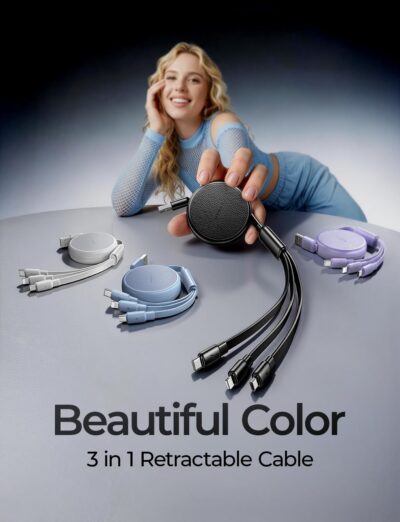 LISEN Multi Charging Cable, 3 in 1 Retractable Charging Cable, Retractable Car Charger with Type C/L/Micro USB Ports for iPhone 17 16 15 14 Pro/Samsung Galaxy S25/Kindle, Car Accessories for Women - Image 9