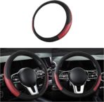 Car Steering Wheel Cover, 15 Inch Comfortable Leather Elastic Vehicle Steer Wheel Protector, Anti-Slip ＆ Breathable Automotive Interior Protection Accessories, Universal Fit (Wine Red)