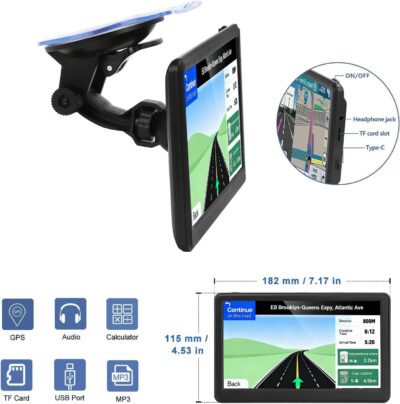 GPS Navigation, 2025 Map 7 inch Touch Screen Car GPS, Voice Turn Direction Guidance, Support Speed and Red Light Warning, Pre-Installed North America Lifetime map Free Update - Image 6