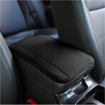 Car Armrest Storage Box Mat, Fiber Leather Car Center Console Cover, Car Armrest Seat Box Cover Accessories Interior Protection for Most Vehicle, SUV, Truck, Car (Black)