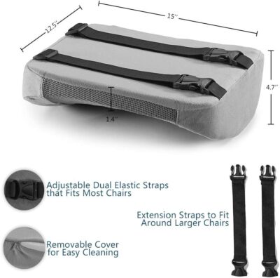 ComfiLife Lumbar Support Back Pillow Office Chair and Car Seat Cushion - Memory Foam with Adjustable Strap and Breathable 3D Mesh (Gray) - Image 4