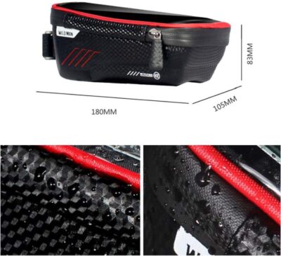 Bike Frame Bag, Bike Phone Mount, Waterproof Cycling Front Top Tube Pouch Pannier Bicycle Frame Phone Holder Crossbar Storage Bags for iPhone 13 12 11 Pro MAX XS XR X 8 7 Plus Smartphones Below 6.5'' - Image 3
