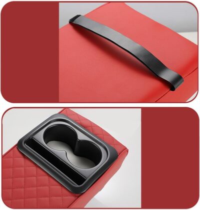 Center Console Cover for Car, Microfiber Leather Car Arm Rest Cover with 2 Cup Holders, Universal Car Accessories Interior, Black - Image 4