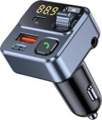 KAIY FM Transmitter Bluetooth Car Adapter, Car Radio Bluetooth Transmitter HandsFree Calling Music Player, FM Radio Adapter 42W Type-C Fast Charging, Support USB Drive