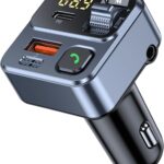 KAIY FM Transmitter Bluetooth Car Adapter, Car Radio Bluetooth Transmitter HandsFree Calling Music Player, FM Radio Adapter 42W Type-C Fast Charging, Support USB Drive
