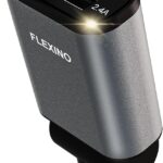 Flexino 【Ultra-Slim】 Retractable Car Charger for iPhone 17, Fast Charging Car Chargers, USB C Car Charger, Cigarette Lighter Adapter for iPhone 17/16/15/14/13/12 Series, Galaxy, Dark Gray, 1 Pack