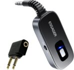ESSAGER Bluetooth Car Adapter,Noise Cancelling 3.5mm AUX Bluetooth Receiver for Car,Wireless Audio Receiver Transmitter for Home Stereo/Wired Headphones Airplane,Gray
