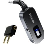 ESSAGER Bluetooth Car Adapter,Noise Cancelling 3.5mm AUX Bluetooth Receiver for Car,Wireless Audio Receiver Transmitter for Home Stereo/Wired Headphones Airplane,Gray