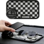 Multifunction Car Anti-Slip Mat, 2026 Car Dashboard Mat with 360° Rotating Adjustable Phone Holder, Temporary Parking Number for Phones, Sunglasses, Keys, Daily Essentials (Black-Gray)