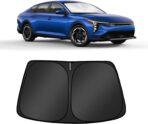 Custom Fit Windshield Sun Shade for Kia K4 2025 2026, Foldable, Easy to Install & Store, Full Coverage, 210T Reflective Fabric, Blocks 99% of UV Rays