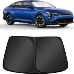 Custom Fit Windshield Sun Shade for Kia K4 2025 2026, Foldable, Easy to Install & Store, Full Coverage, 210T Reflective Fabric, Blocks 99% of UV Rays
