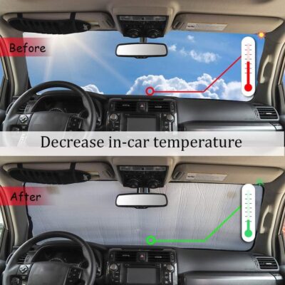Front Windshield Sunshade - JeCar for 4runner Sunshade Car Sun Shade Heat Shield Custom-fit Sunshade Sun Visor Mat for 2017 2018 2019 2020 2021 2022 2023 2024 Toyota 4runner SUV - Image 5