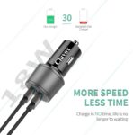 Rapid USB C Car Charger, Compatible for Samsung Galaxy S26/S25 Plus/Ultra/S24/S23/S22/S21/Note 20/10/S20/S10+/S9/A56/A36/A50/A70, Quick Charge 3.0 Dual USB 18W Fast Car Charger+ Type C Cable 3.3ft - Image 3