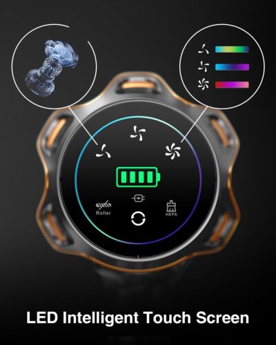 Cordless Vacuum Cleaner, 650W/55KPa 70Mins Vacuum Cleaners for Home, Self-Standing Stick Vacuum with Anti-Tangle Brush & OLED Touch Screen, Vacuum Cleaner for Hardwood Floors,Carpet,Pet Hair,Car (Red) - Image 5