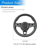 Car Steering Wheel Cover, 14.5"-15" Leather Anti-Slip Sporty Vehicle Steering Wheel Protector, Soft Breathable Auto Interior Decoration Accessories, Universal for SUV Truck Sedan (Black) - Image 2