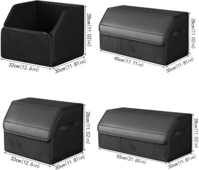 car organizers and storage for SUV,trunk organizer for sedan, leather foldable sleek box with lid,collapsible cargo bins, tool accessories containers,Collapsible Suede velvet (22 inch Covered) - Image 6