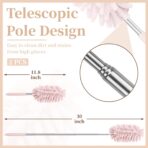 2 PCS Car Interior Duster with Extension Pole, Microfiber Car Duster with Bendable Head, Car Accessories Dusters Exterior&Interior Scratch Free, for Cleaning of Vehicle Details, Offices, Windows(Pink) - Image 2