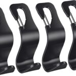 4 Pack Car Back Seat Headrest Hook Hanger for Purse Grocery Bag Handbag Hat, Purse Hook for Car with Clip